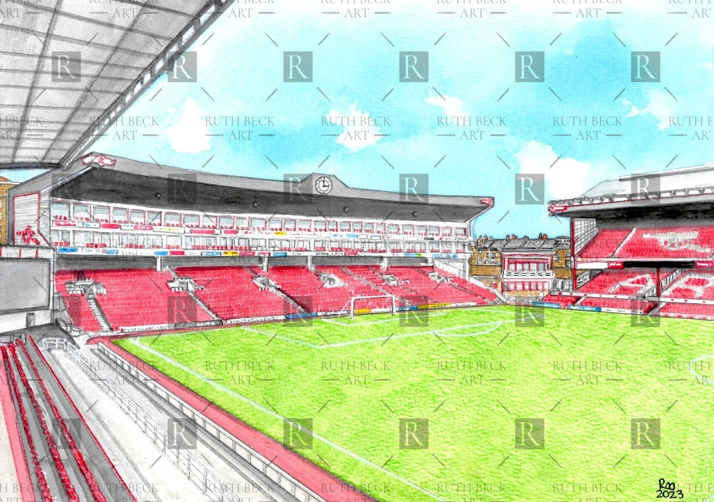 ARSENAL STADIUM - HIGHBURY CLOCK END SEATED - PRINT