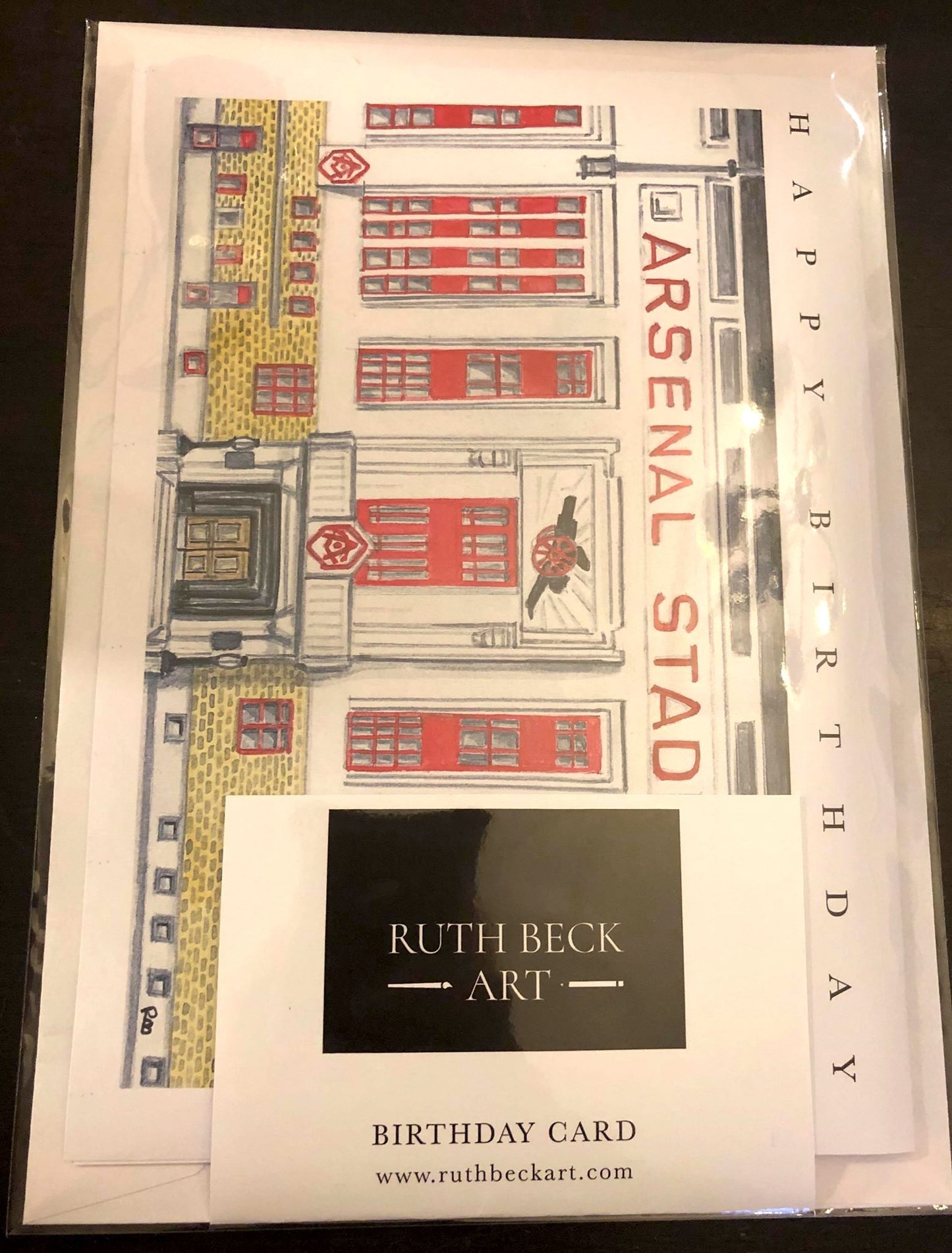 BIRTHDAY CARD - Arsenal Stadium Watercolour - A5 Blank card & envelope
