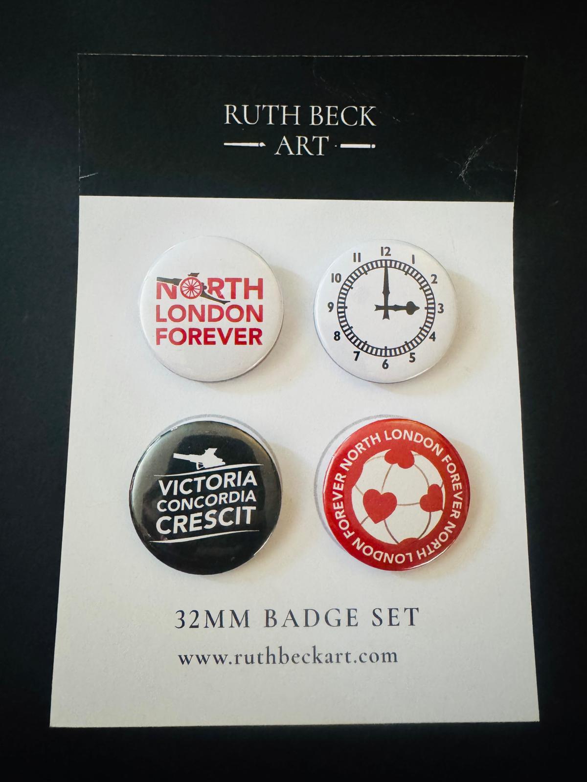 ARSENAL BADGE SET - 4 x 32mm Button Badges