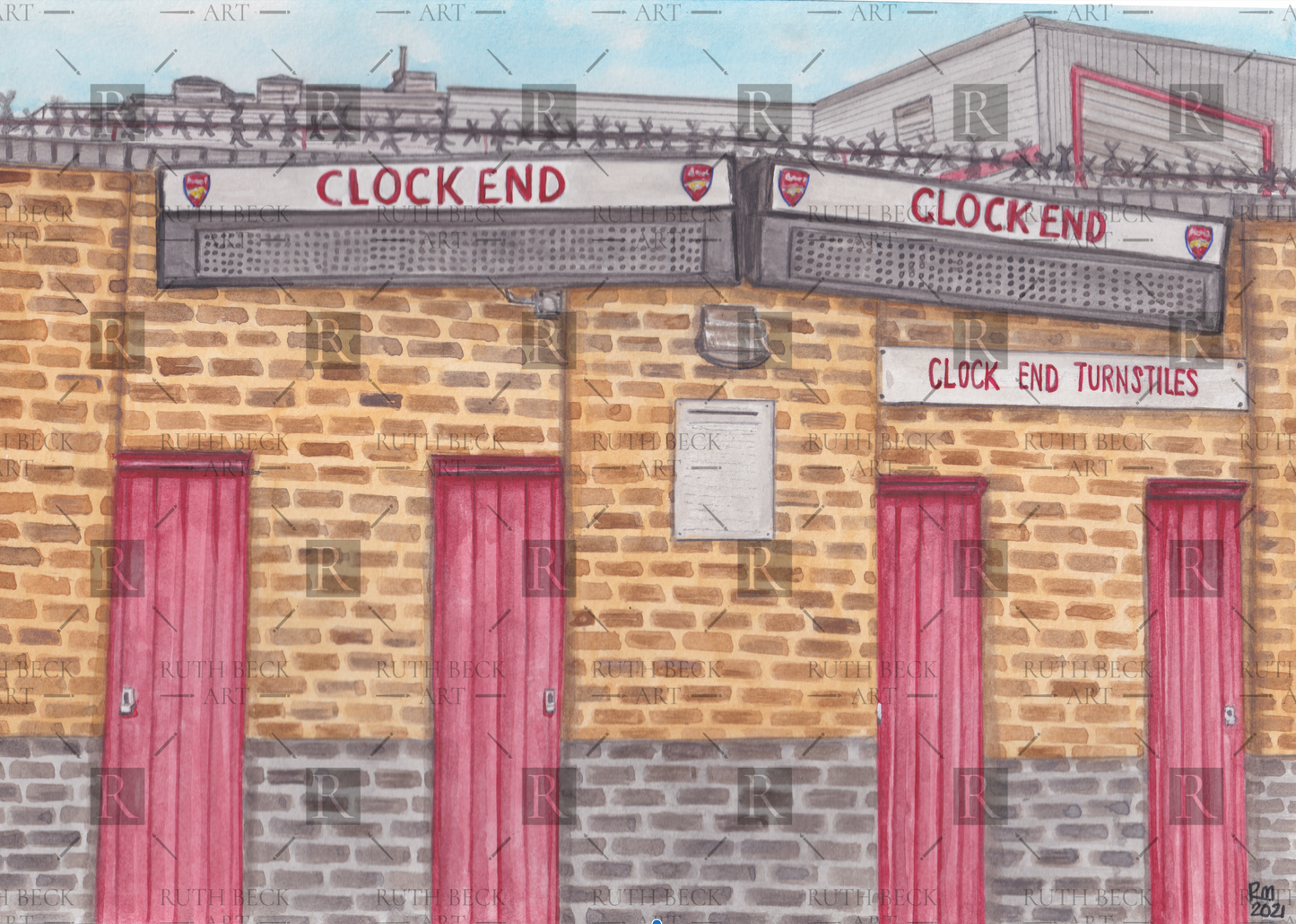 CLOCK END TURNSTILES - ARSENAL STADIUM HIGHBURY - PRINT