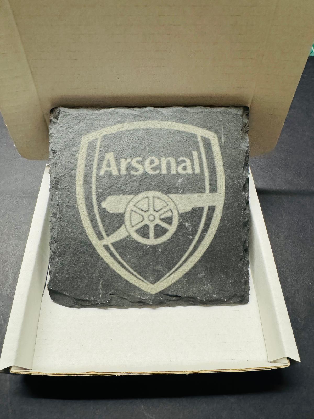 ARSENAL NEW CREST SLATE COASTER x 1. Charity Donation from Sale.