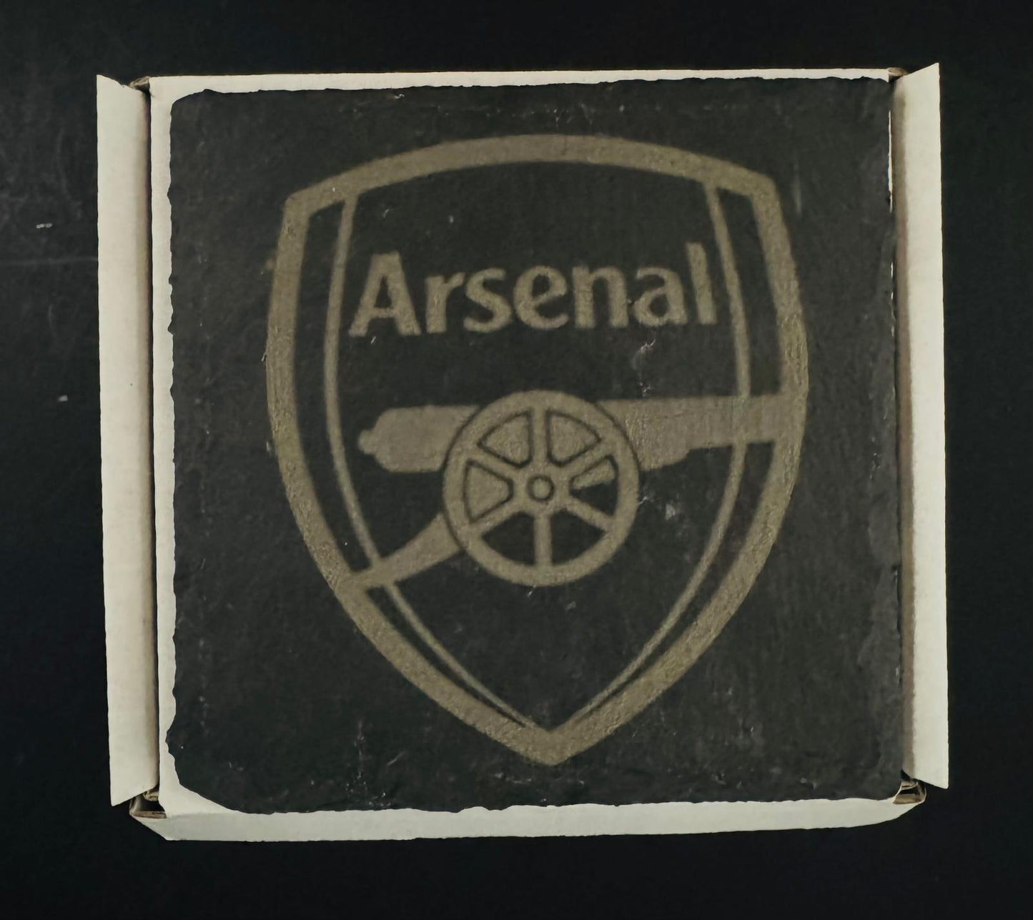 ARSENAL NEW CREST SLATE COASTER x 1. Charity Donation from Sale.