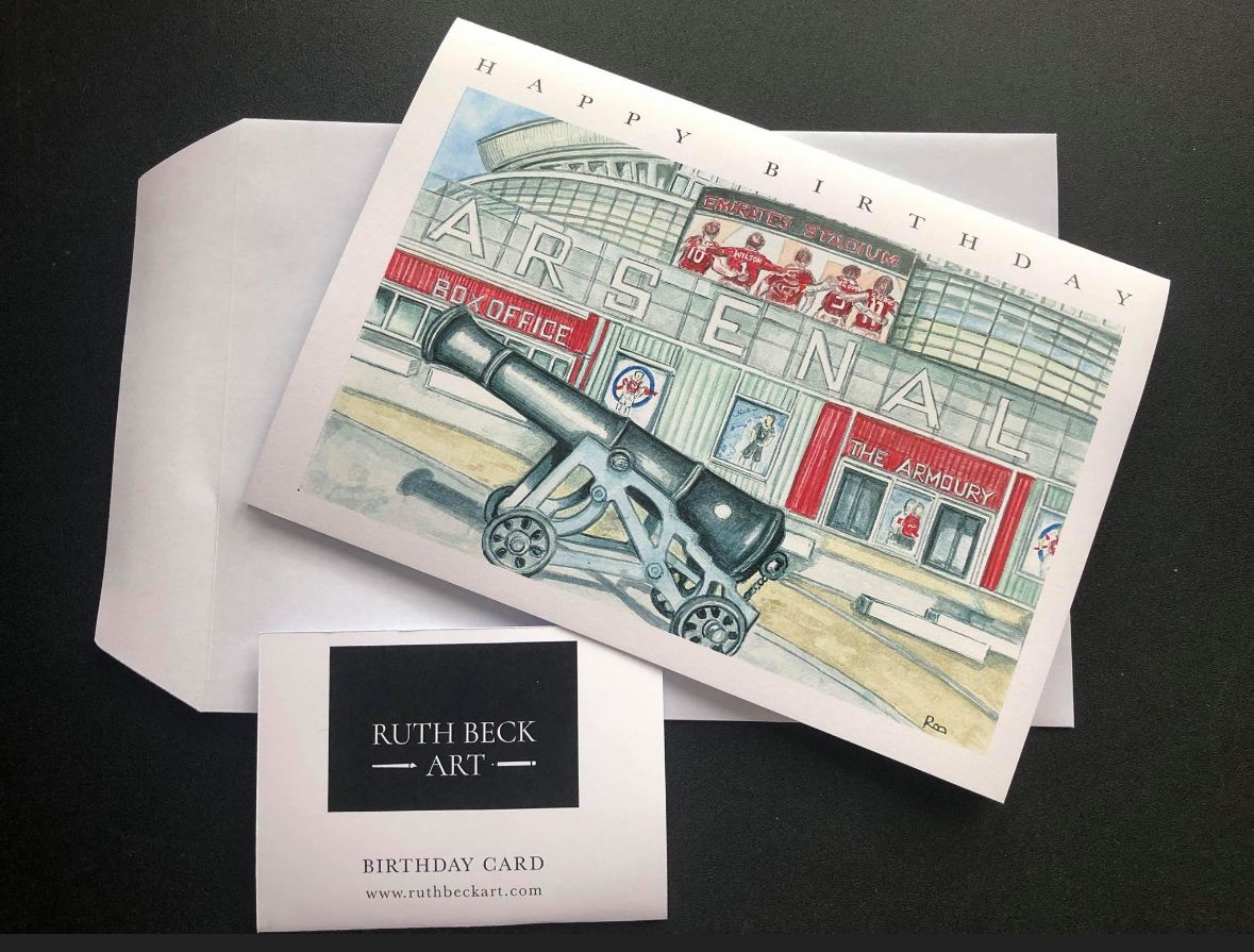ARSENAL EMIRATES CANNON - A5 Birthday card & envelope