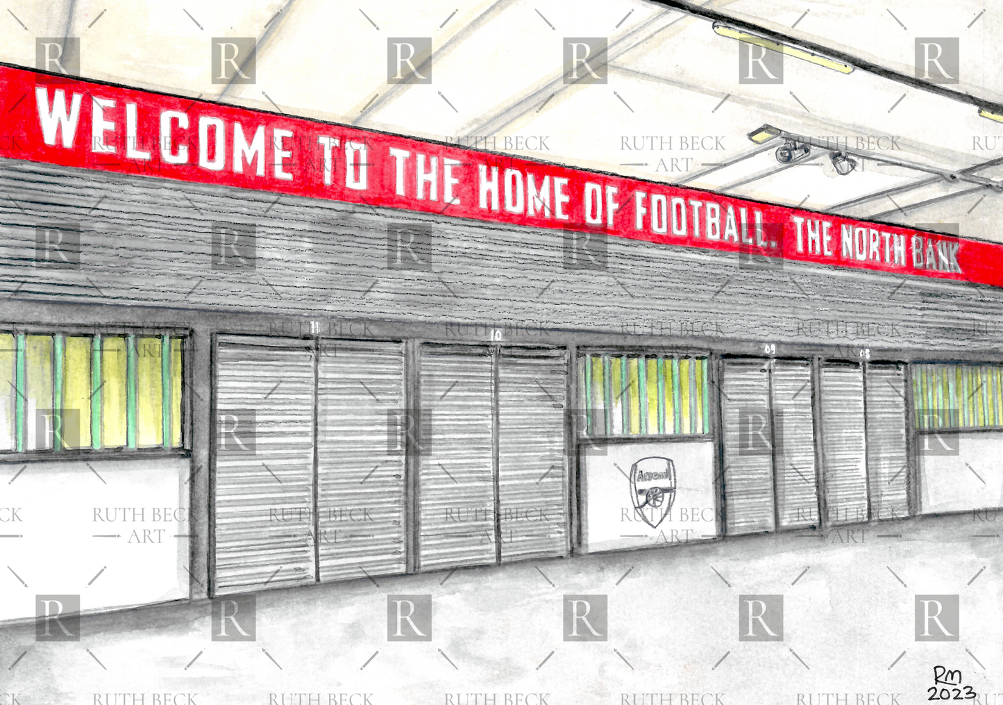ARSENAL EMIRATES NORTH BANK ENTRANCE - PRINT