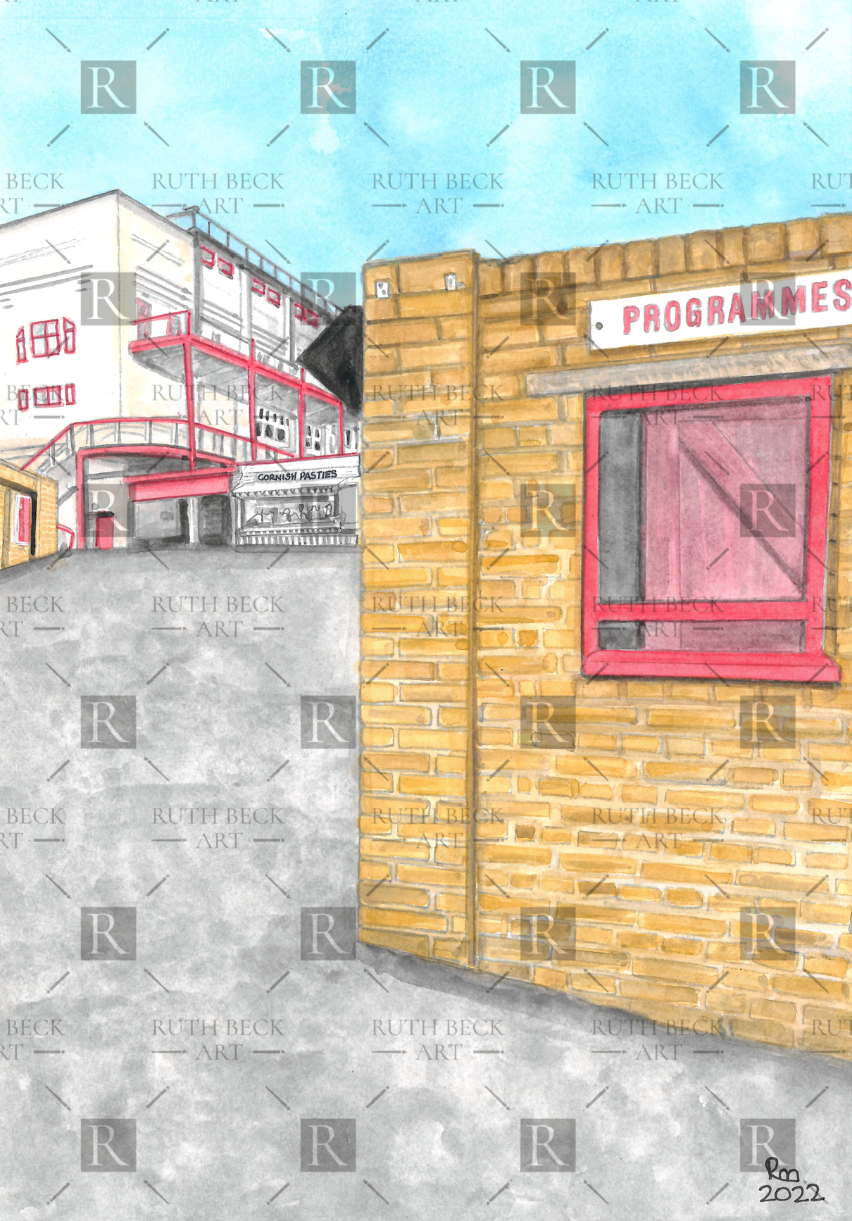 PROGRAMME STALL - ARSENAL STADIUM HIGHBURY - PRINT