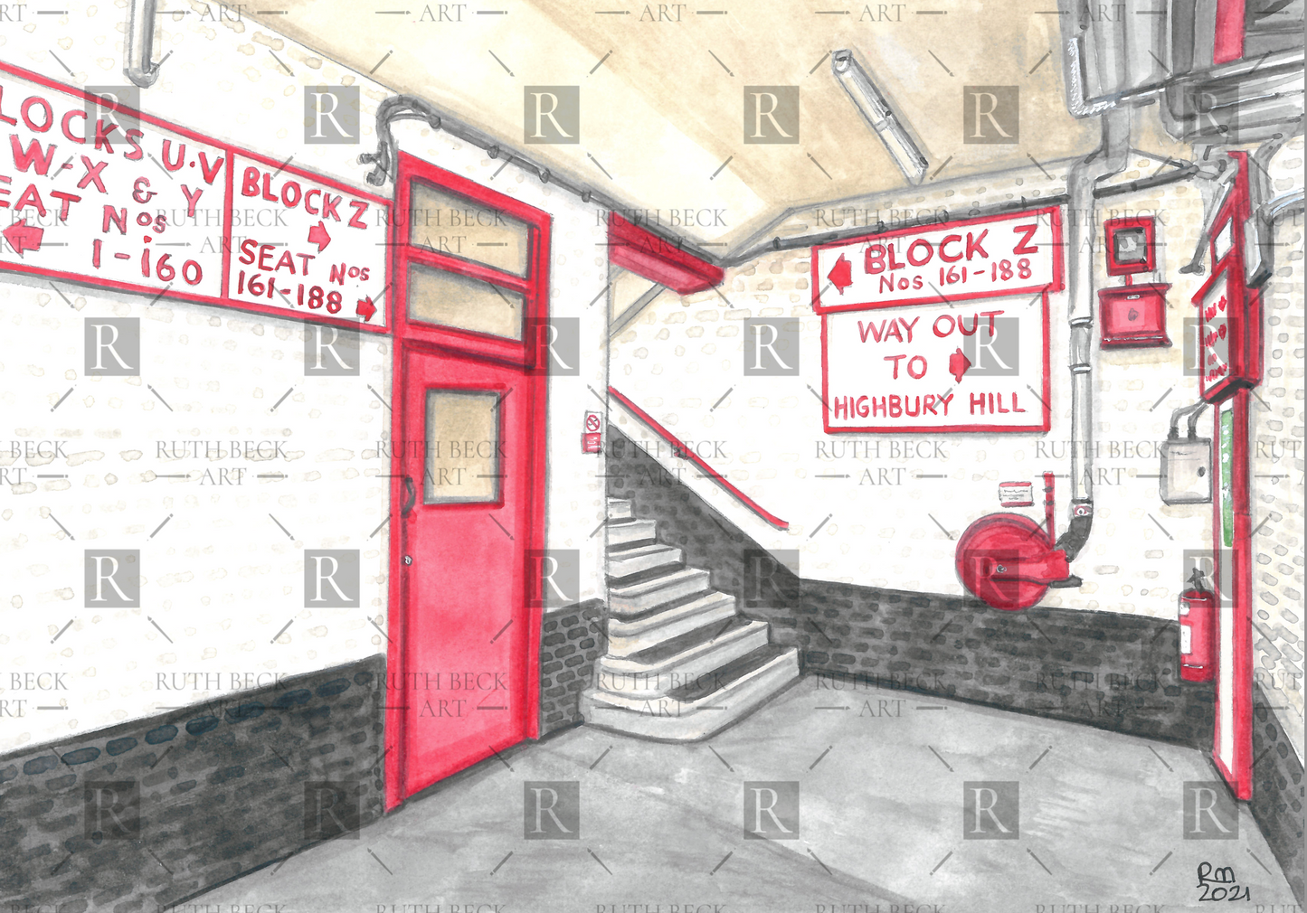 WEST STAND STAIRWELL BLOCK Z - ARSENAL STADIUM HIGHBURY - PRINT