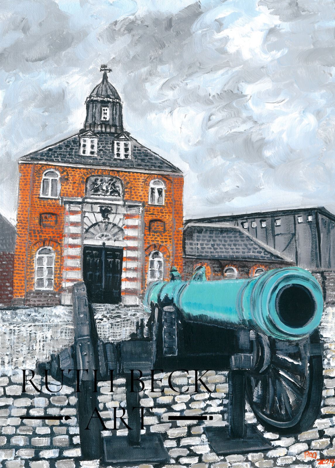 ROYAL ARSENAL WOOLWICH CANNON - ORIGINAL ACRYLIC PAINTING