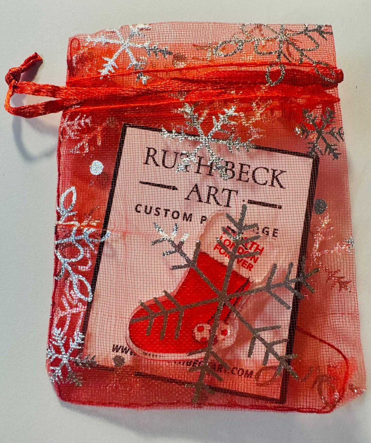 CHRISTMAS STOCKING BADGE - With North London Forever logo - Custom Pin Badge - By Ruth Beck Art