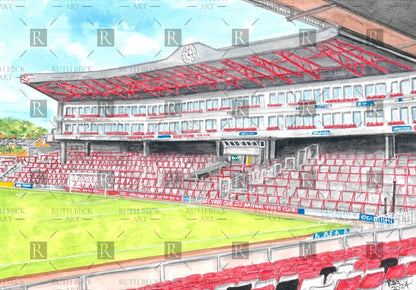 ARSENAL STADIUM - HIGHBURY CLOCK END TERRACE - PRINT