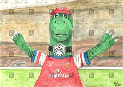 ARSENAL MASCOT GUNNERSAURUS - PRINT