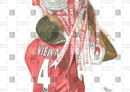 PATRICK VIEIRA WITH PREMIERSHIP TROPHY - PRINT