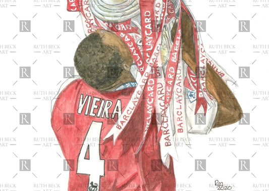 PATRICK VIEIRA WITH PREMIERSHIP TROPHY - PRINT