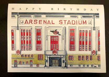 BIRTHDAY CARD - Arsenal Stadium Watercolour - A5 Blank card & envelope