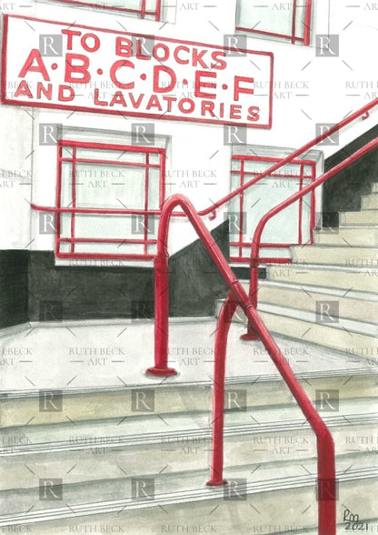 ARSENAL STADIUM EAST STAND STAIRWELL - HIGHBURY  - PRINT