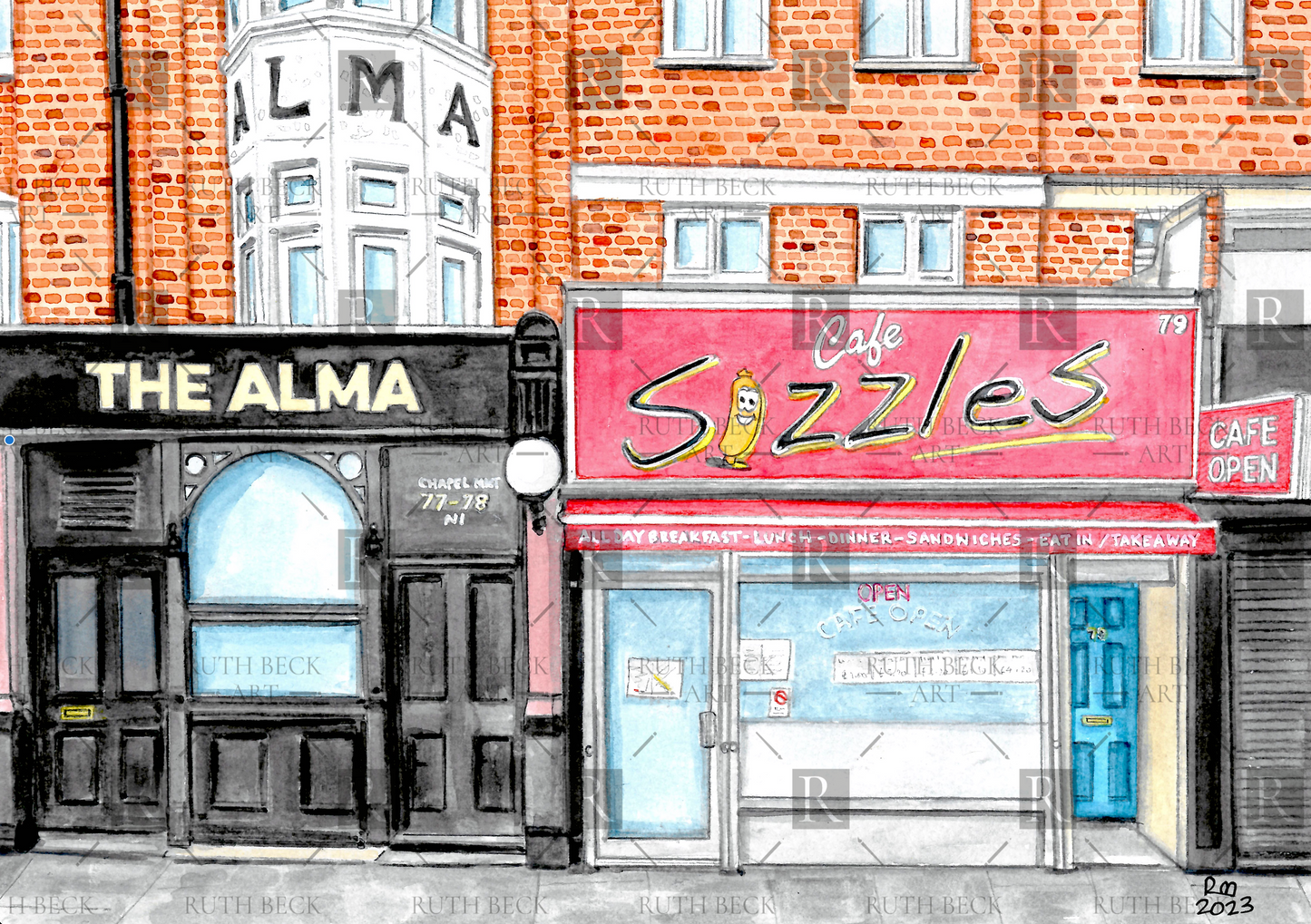 ALMA PUB & SIZZLES CAFE CHAPEL MARKET- PRINT