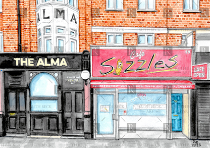 ALMA PUB & SIZZLES CAFE CHAPEL MARKET- PRINT