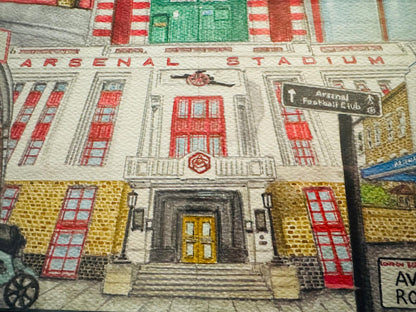 ARSENAL COLLAGE - ORIGINAL A3 WATERCOLOUR PAINTING