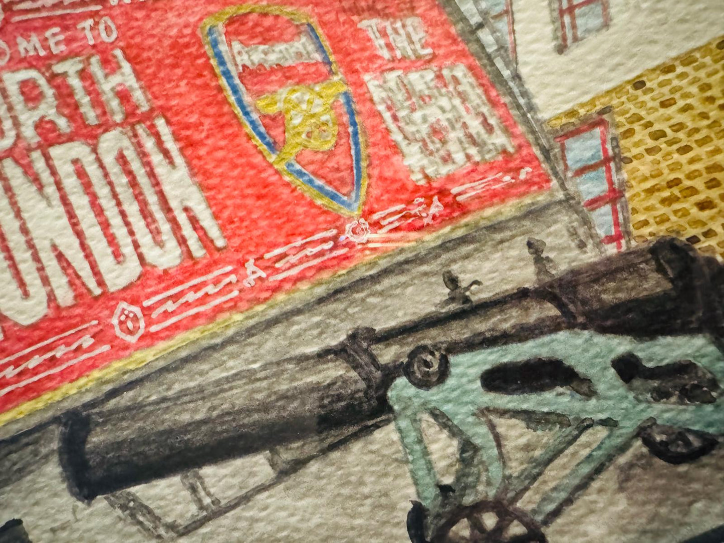 ARSENAL COLLAGE - ORIGINAL A3 WATERCOLOUR PAINTING