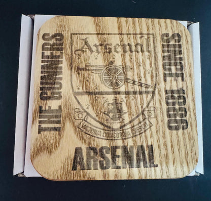 ARSENAL OLD CREST WOODEN COASTER x 1. Charity Donation from Sale.