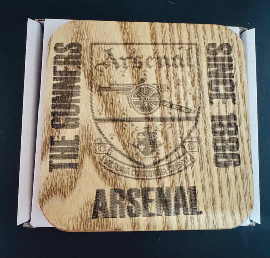 ARSENAL OLD CREST WOODEN COASTER x 1. Charity Donation from Sale.
