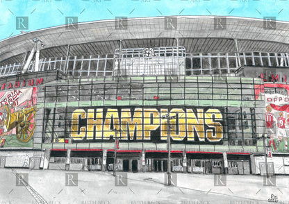 ARSENAL EMIRATES STADIUM CHAMPIONS SIGN- PRINT