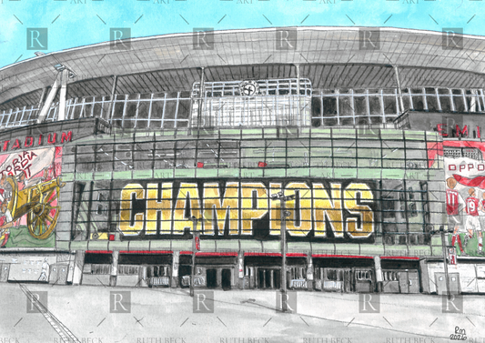 ARSENAL EMIRATES STADIUM CHAMPIONS SIGN- PRINT