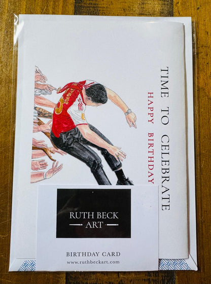 BIRTHDAY CARD -  Arteta Bumps Celebration - A5 Blank card & envelope