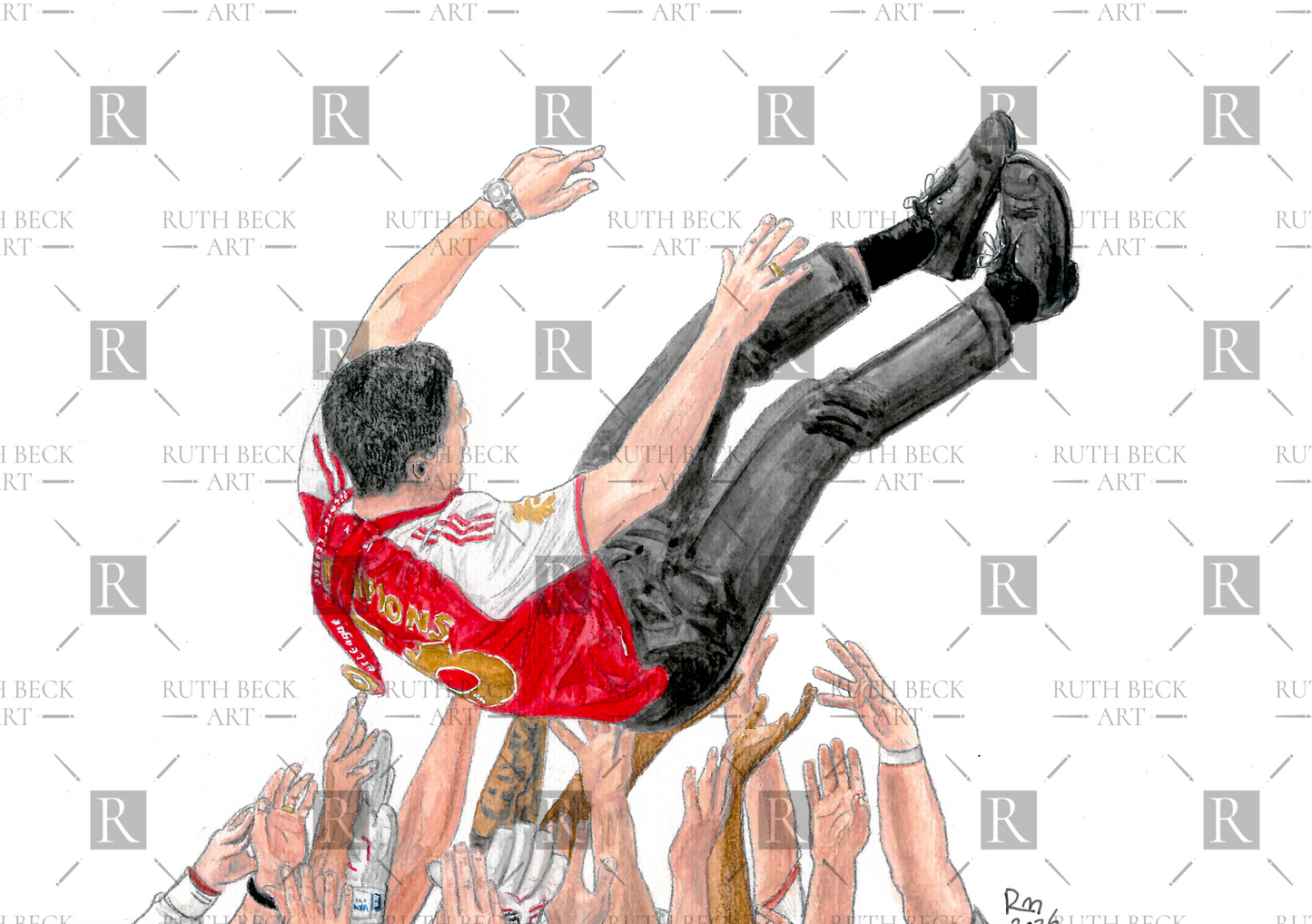 MIKEL ARTETA CELEBRATING WINNING THE LEAGUE - ARSENAL - PRINT