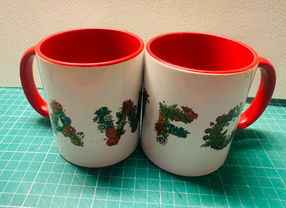 ARSENAL WOMENS AWFC RED & BLUE FLOWER DESIGN 11oz RED MUG
