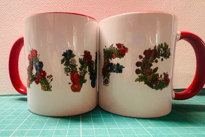 ARSENAL WOMENS AWFC RED & BLUE FLOWER DESIGN 11oz RED MUG
