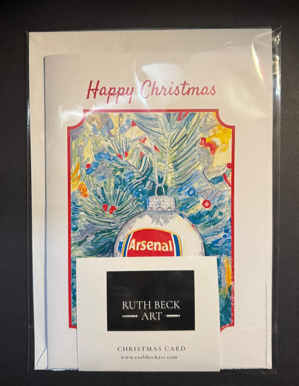 CHRISTMAS CARD - ARSENAL BAUBLE - A5 Blank card & envelope