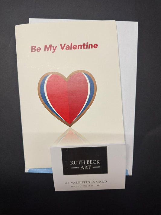 VALENTINES CARD - BE MY VALENTINE - A5 Blank card & envelope