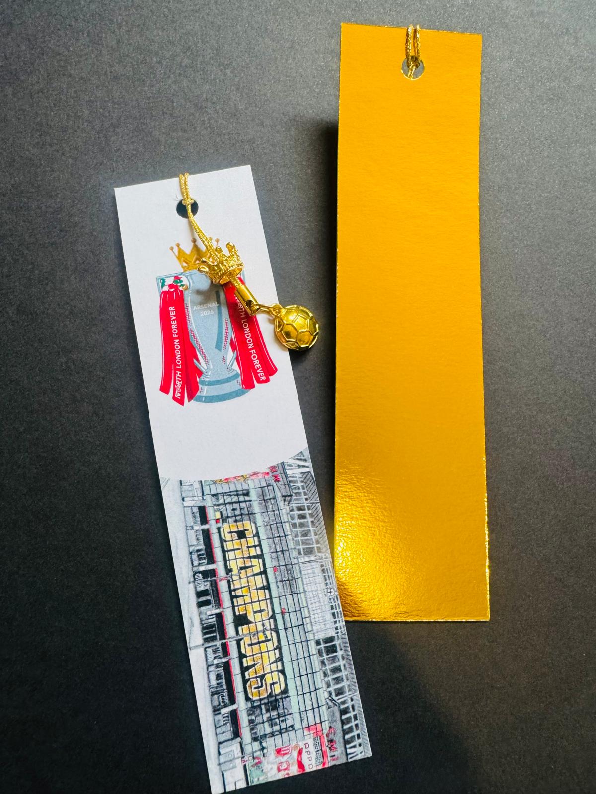 ARSENAL CHAMPIONS BOOKMARKS - With Gold Coloured Metal Charms