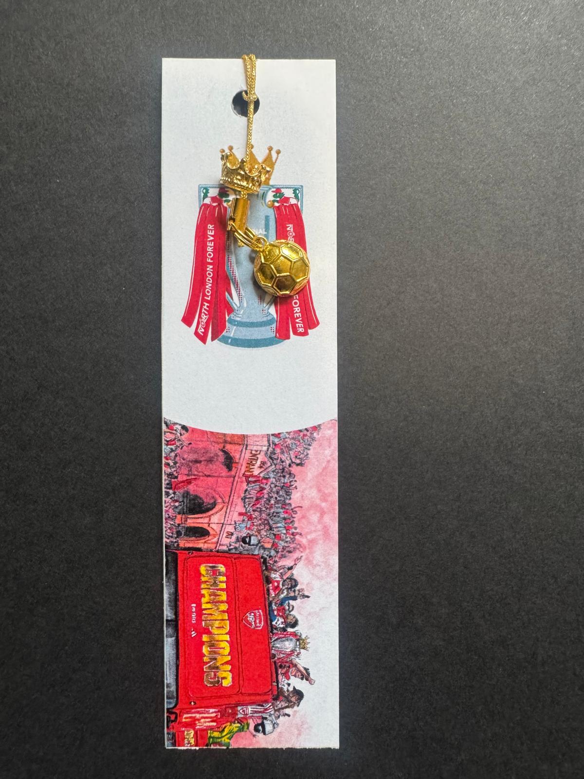 ARSENAL CHAMPIONS BOOKMARKS - With Gold Coloured Metal Charms