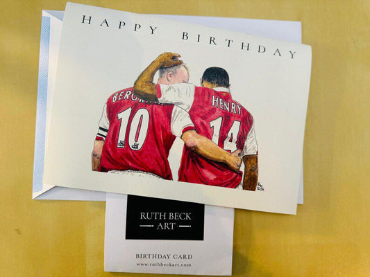 BIRTHDAY CARD - Bergkamp and Henry Watercolour - A5 Blank card & envelope