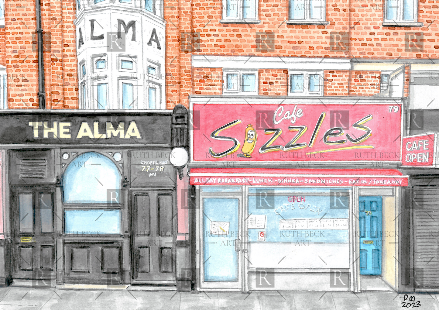 CAFE SIZZLES - CHAPEL MARKET - PRINT