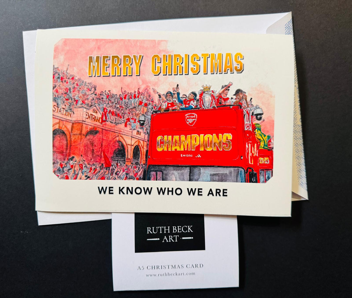 CHRISTMAS CARD - ARSENAL CHAMPIONS PARADE - A5 Blank card & envelope