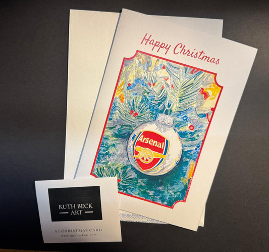 CHRISTMAS CARD - ARSENAL BAUBLE - A5 Blank card & envelope