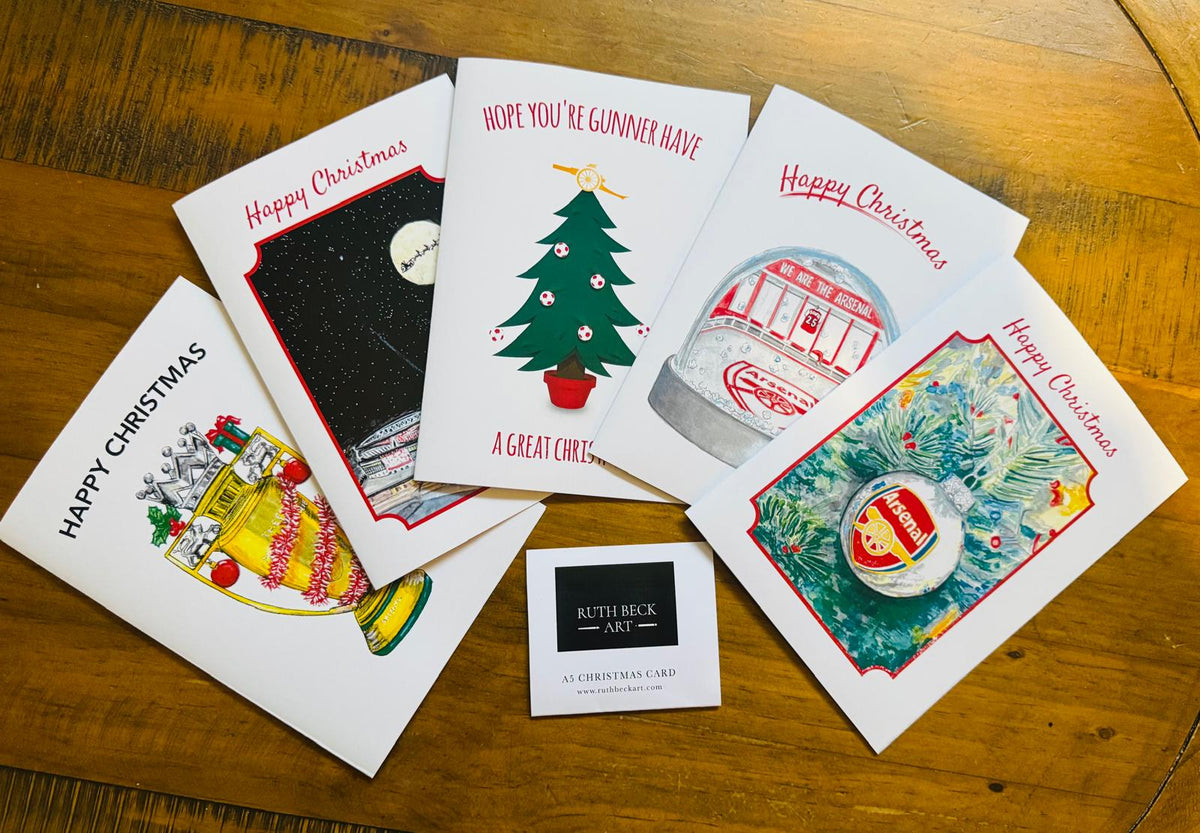 CHRISTMAS CARD - ARSENAL BAUBLE - A5 Blank card & envelope
