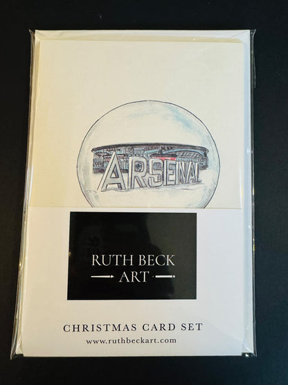 CHRISTMAS CARD SET - 4 x A6 Small cards & envelopes ARSENAL THEMED