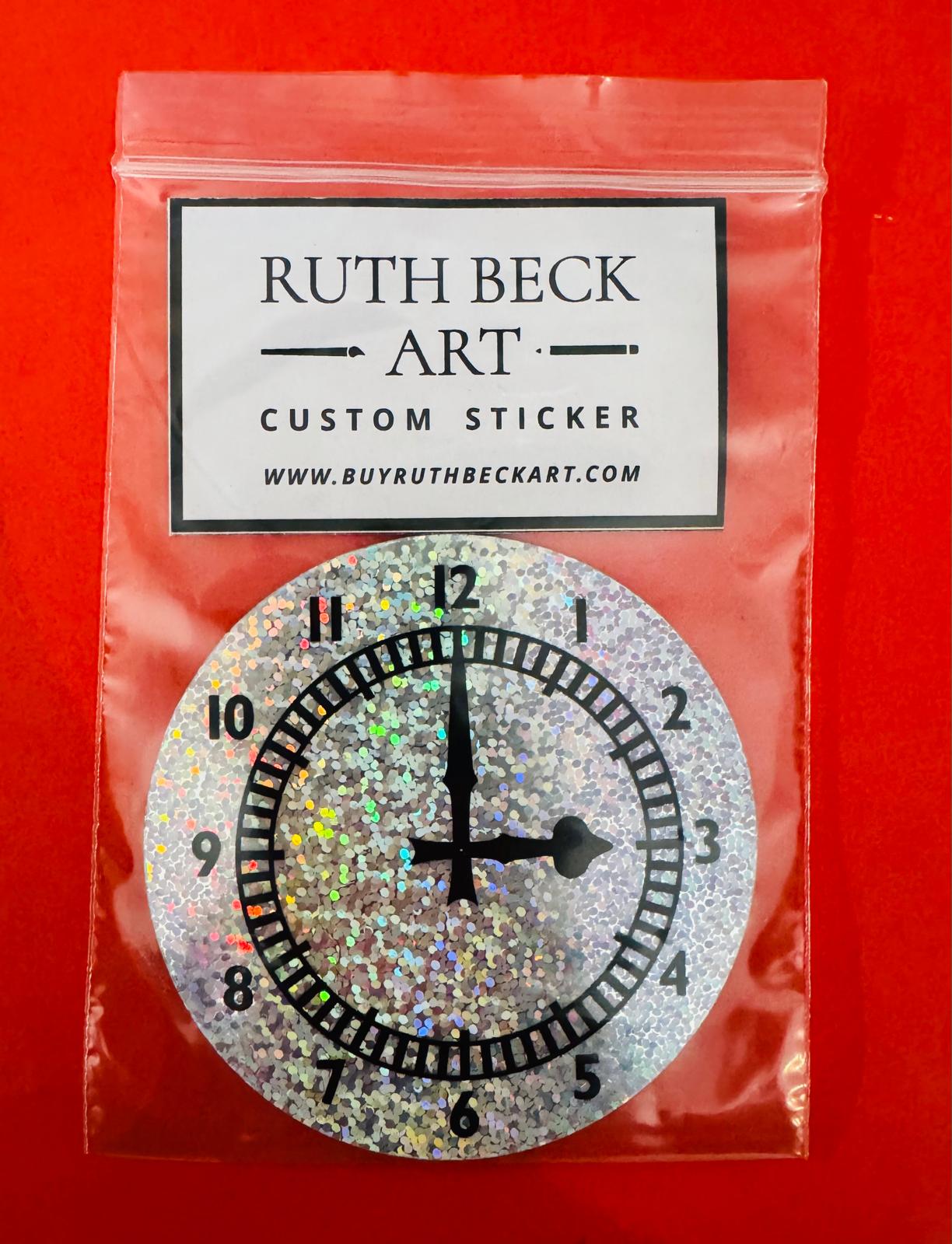 ARSENAL HIGHBURY CLOCK GLITTER STICKER - Large 76mm Sticker