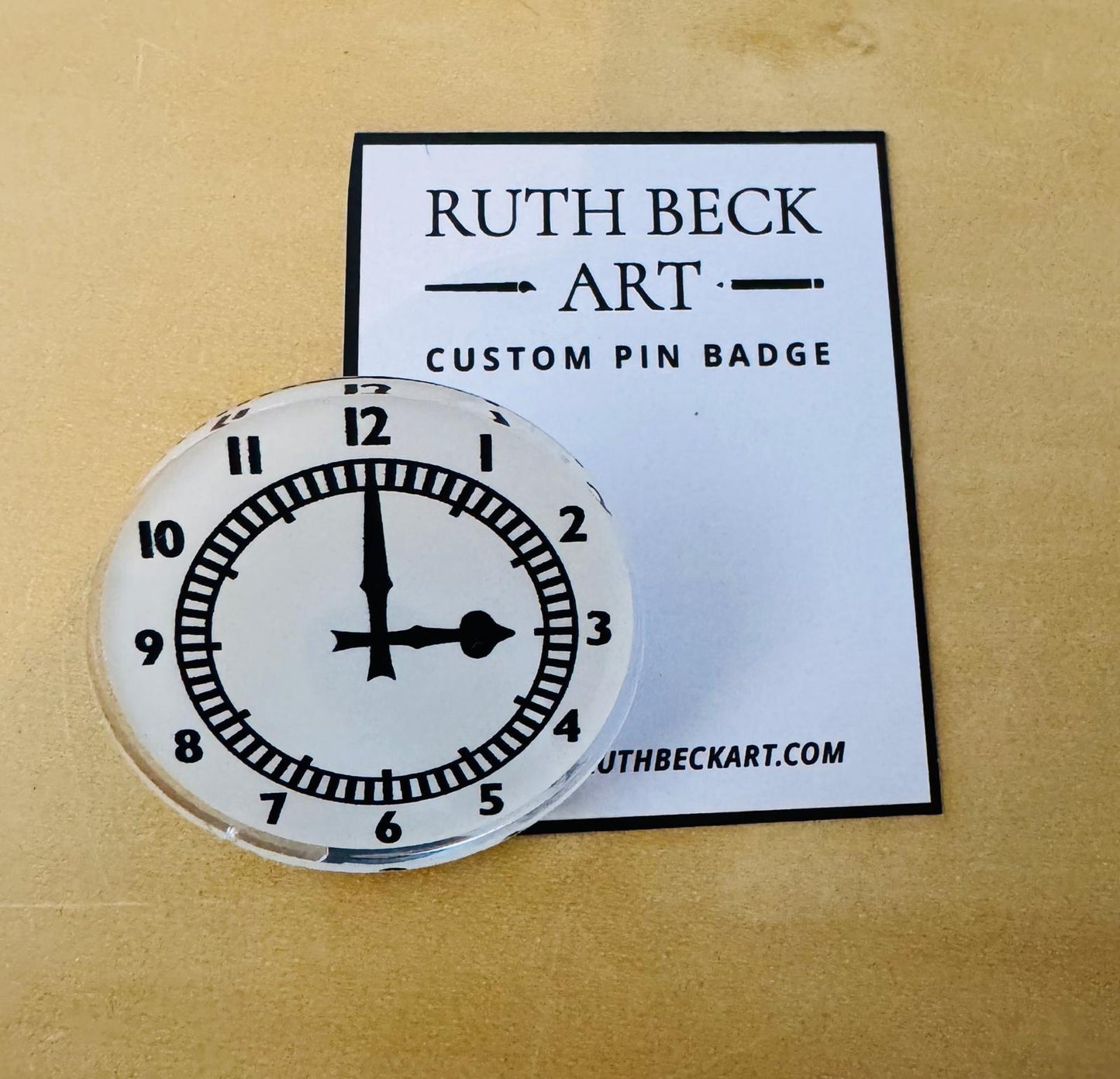 ARSENAL CLOCK - Custom Pin Badge 38mm (MEDIUM SIZE)
