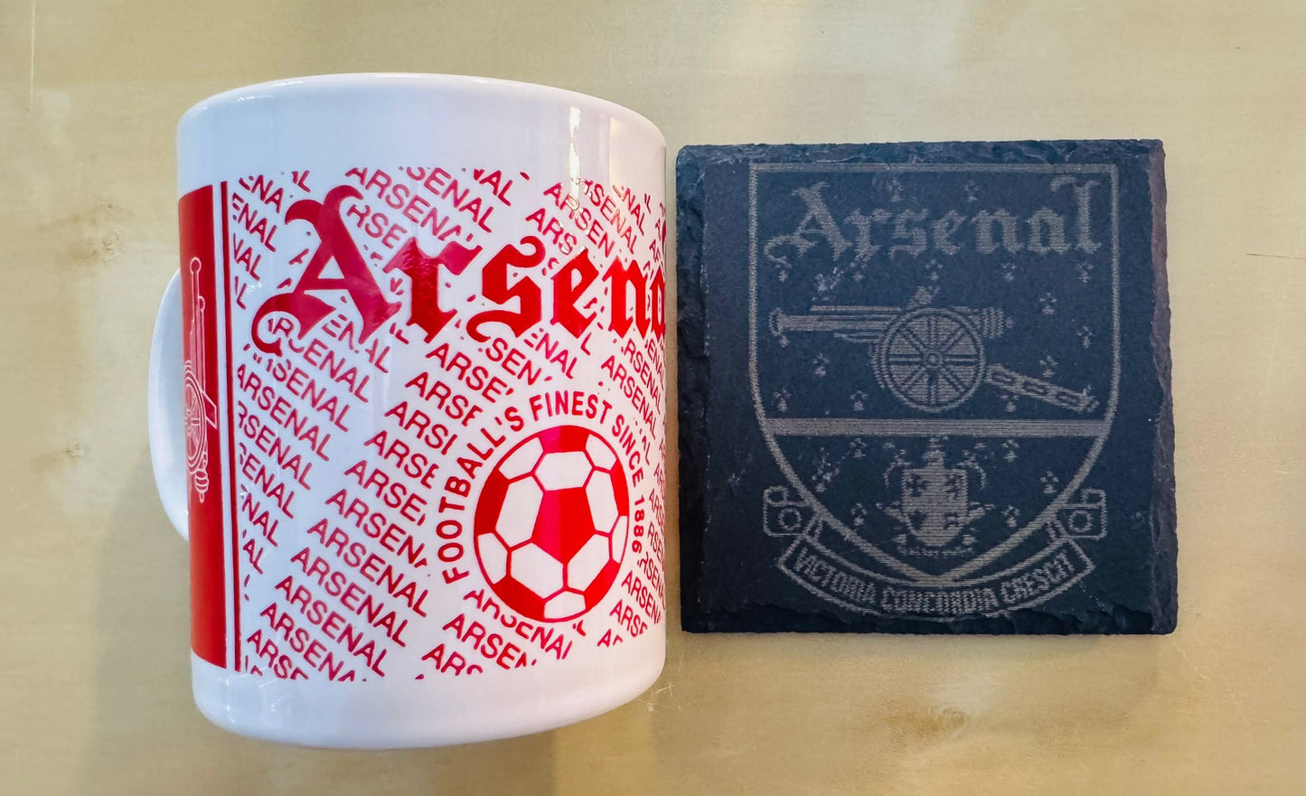 ARSENAL OLD CREST SLATE COASTER x 1. Charity Donation from Sale.