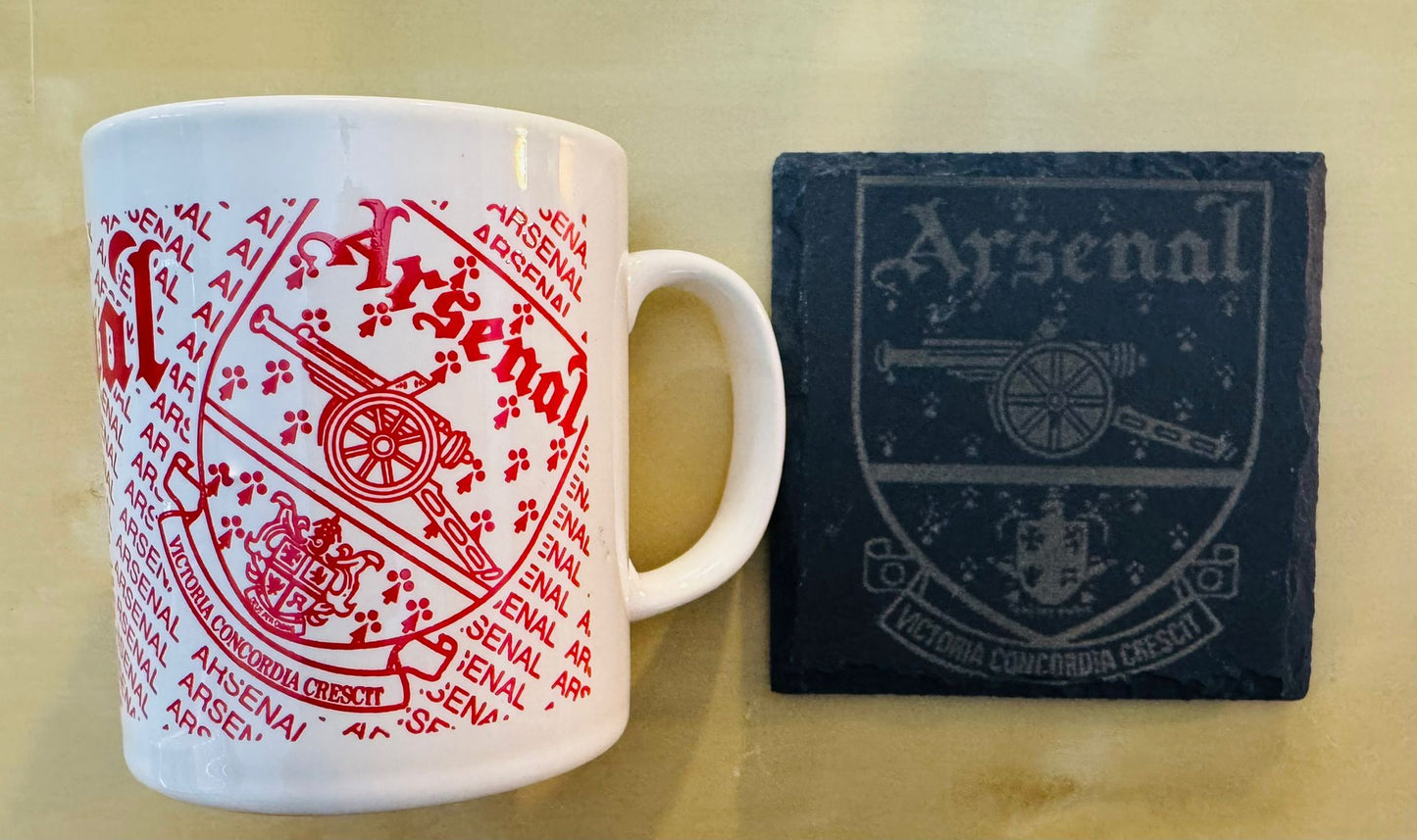ARSENAL OLD CREST SLATE COASTER x 1. Charity Donation from Sale.