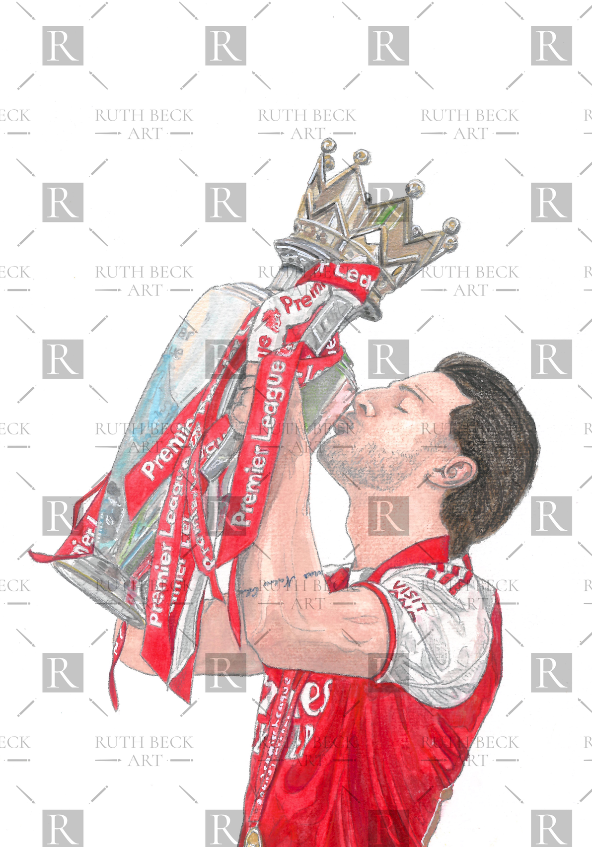DECLAN RICE KISSING THE PREMIERSHIP TROPHY- PRINT