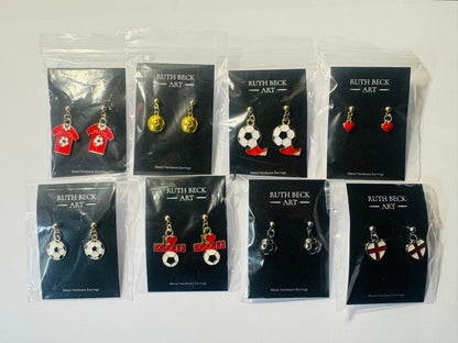 FOOTBALL THEMED HAND CRAFTED EARRINGS - ASSORTED DESIGNS