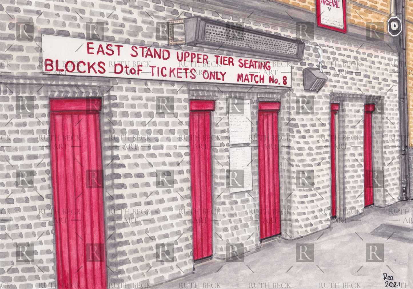 EAST STAND TURNSTILES - ARSENAL STADIUM HIGHBURY - PRINT