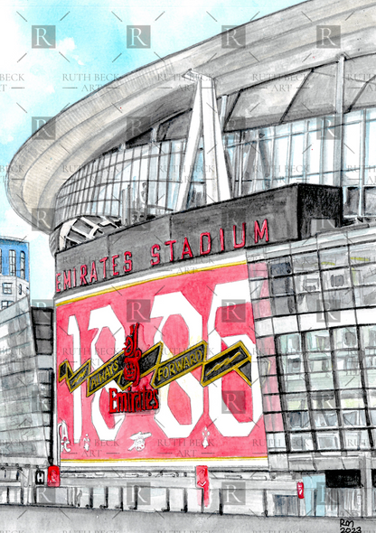 ARSENAL EMIRATES STADIUM VCC 1886 ALWAYS FORWARD - PRINT