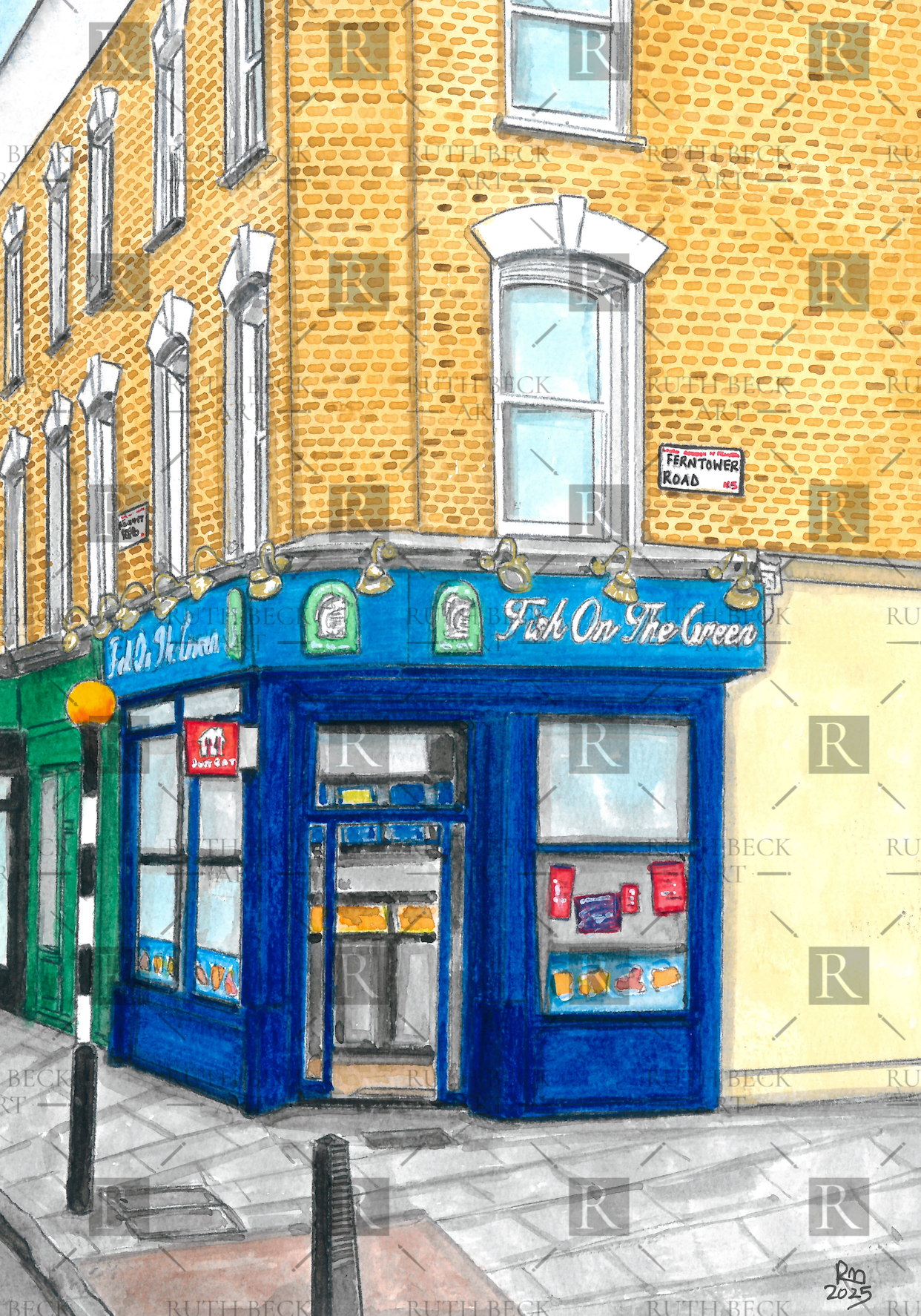 FERNTOWER ROAD - FISH ON THE GREEN - PRINT
