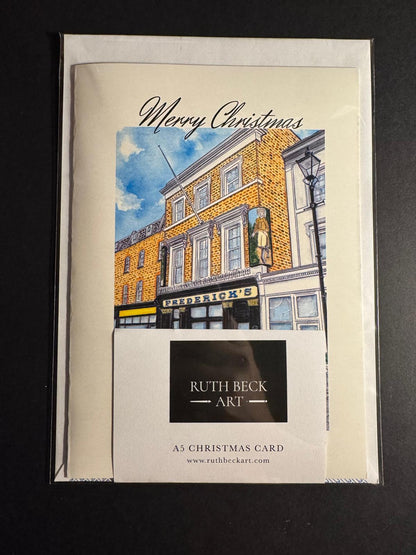 CHRISTMAS CARD - ISLINGTON FREDERICKS RESTAURANT - A5 Blank card & envelope